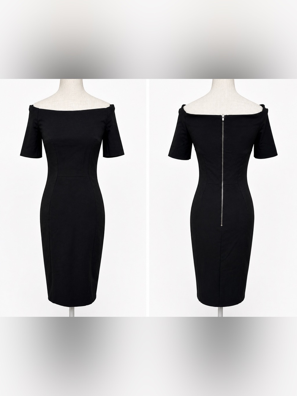 Off-Shoulder Black Sheath Dress